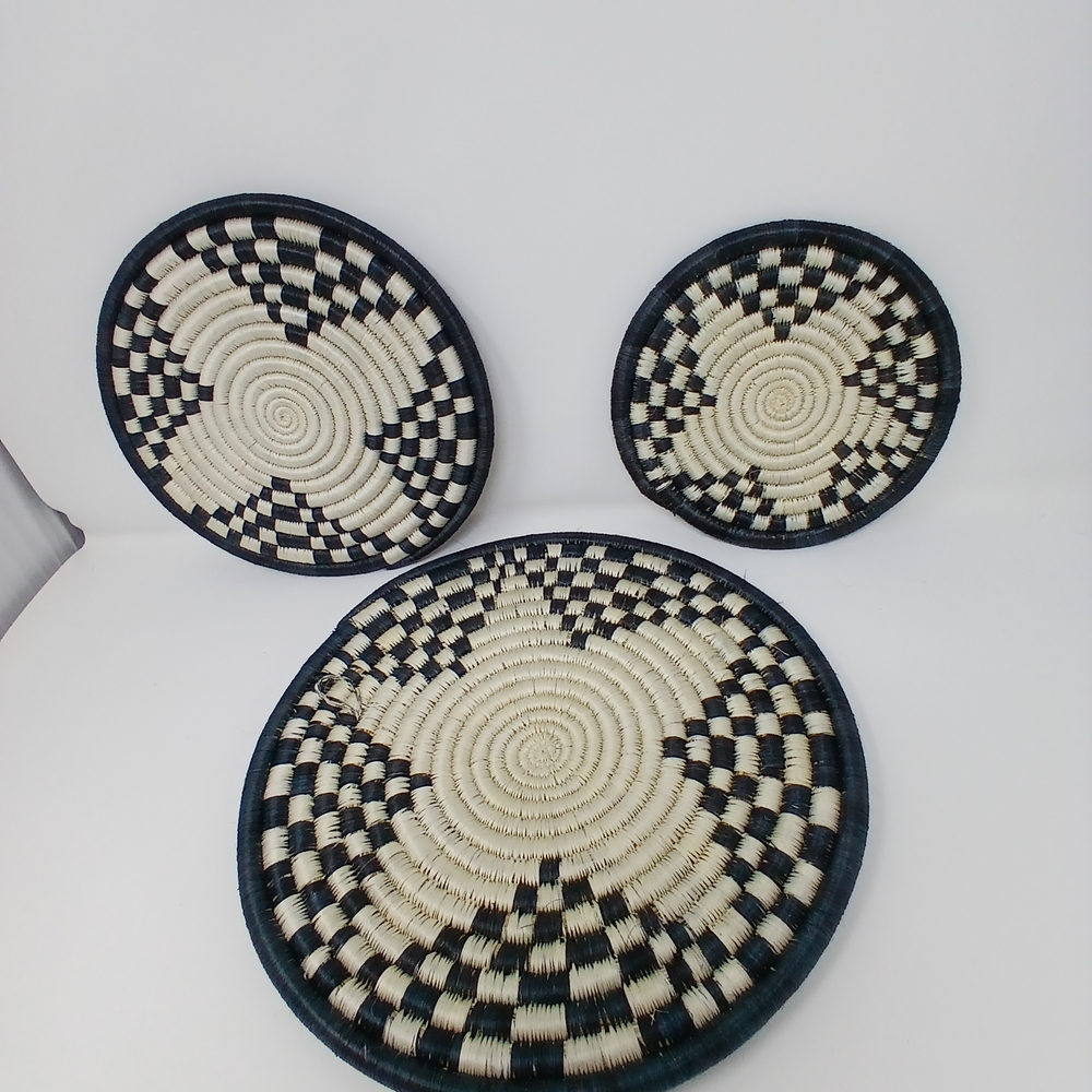 Handwoven Black and White Decorative Baskets